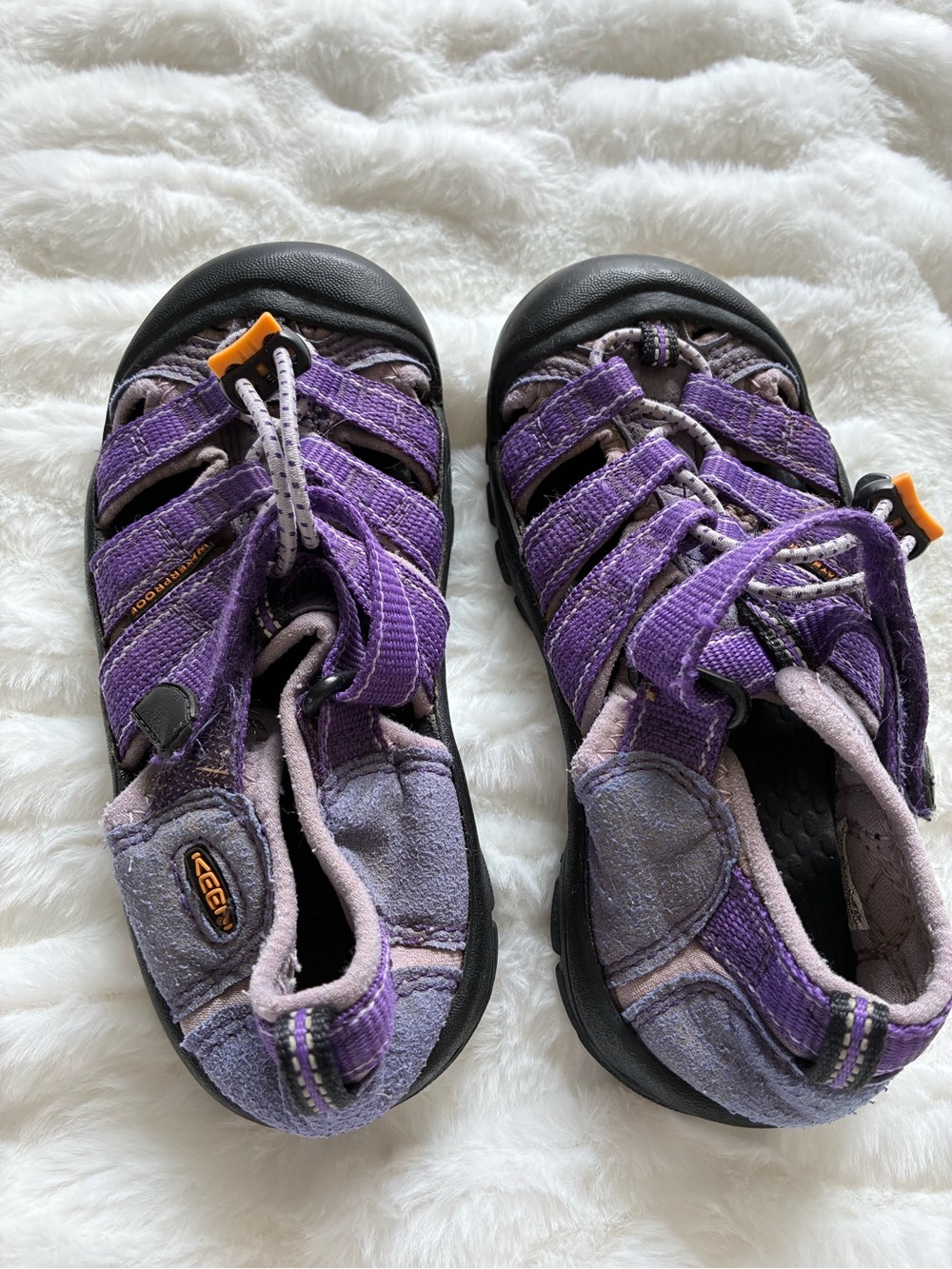 KEEN Purple Kids' Closed-Toe Sport Sandals with Orange Accent